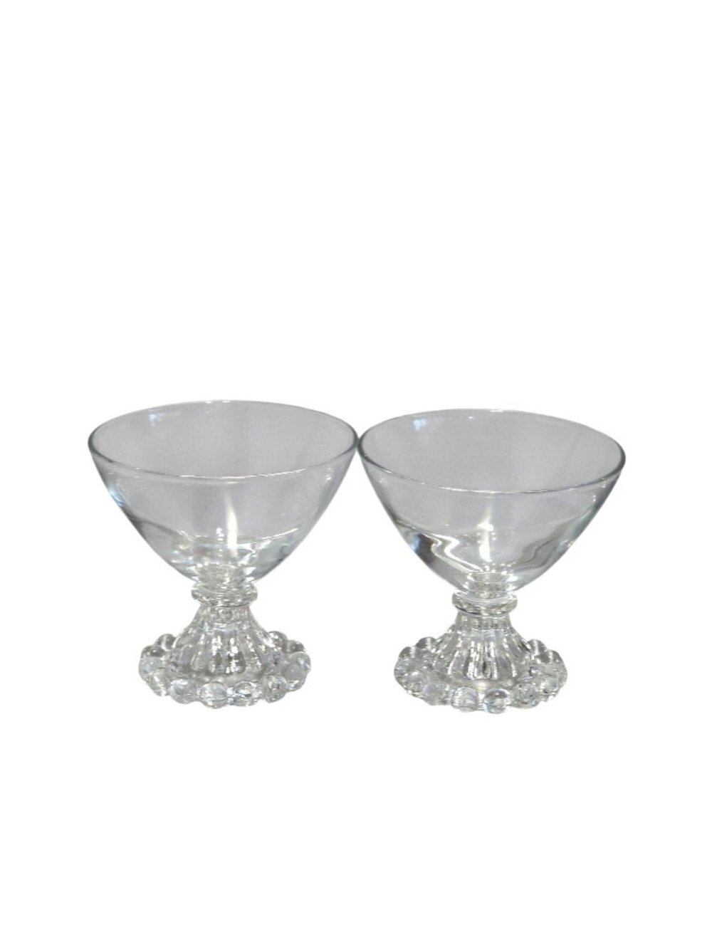 2 Anchor Hocking Berwick Boopie Champagne Coupes 3.5" made in USA 1950s mid cent
